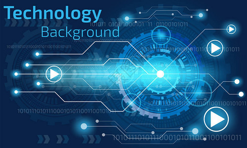 数字技术中的抽象未来技术电路板和齿轮蓝色背景下的高科技术40图片