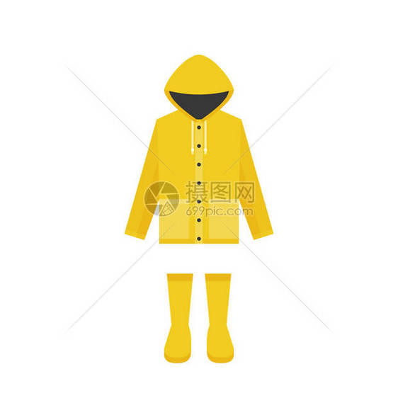 黄色雨衣和橡胶靴图片