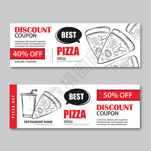 快速食品礼券和优惠券销售折扣模板设计平板图片
