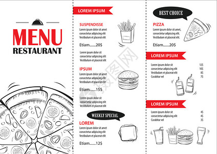 速食菜单设计模板餐厅或咖啡馆比萨饼图片