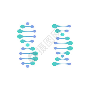 抽象的DNA分子矢量标志绿松石和蓝色科学标志科学发现标识实验室干细胞培养技术研究医疗企业图图片