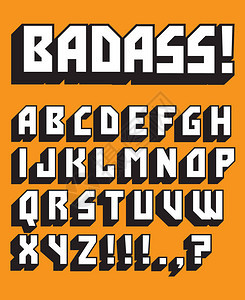 复古风格1970年代字母的大粗体字母表用于大而醒目的标题的图片