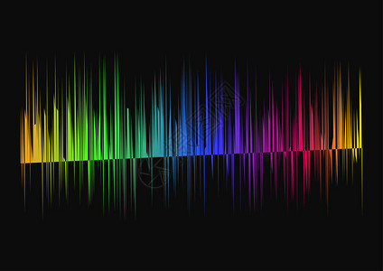 黑色背景上隔开的多彩波声音图片
