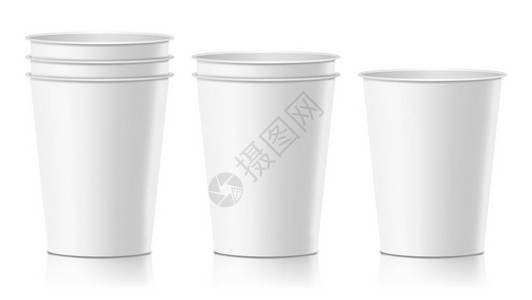咖啡纸杯矢量空清洁纸或可塑饮料容器单独背景图片