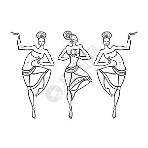 美丽的印度舞者民族舞蹈双影图片