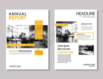 黄色年度报告手册模板A4尺寸设计可用于传单小册子布局设计投资组合杂志海报企业图片