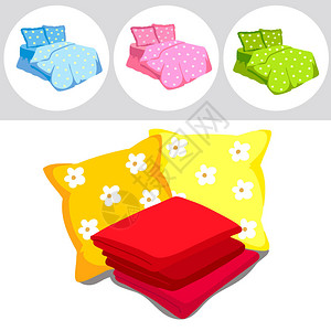完美的彩色床铺套装枕头床单毯子卡图片