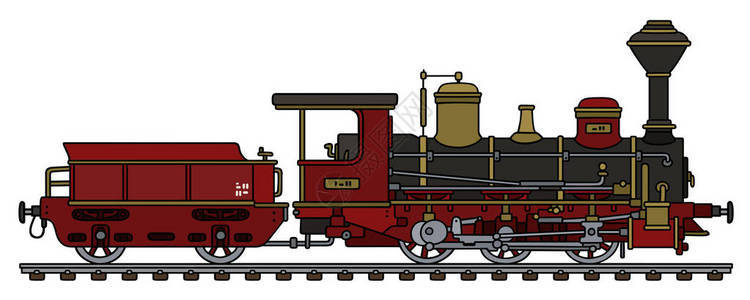 黑红蒸汽火车头的旧黑图片