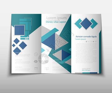 蓝色折叠集技术年度报告手册传单设计模板矢量图片