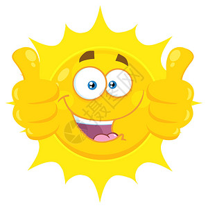 黄色太阳快乐卡通emoji脸部字符给两个缩背景图片