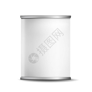 锡盒可以模板向量3d逼真的空包装容器空白食品容器在白色背图片