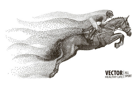 骑马的骑师冠军骑马术运动骑师跳马海报运动背景粒子发散图片