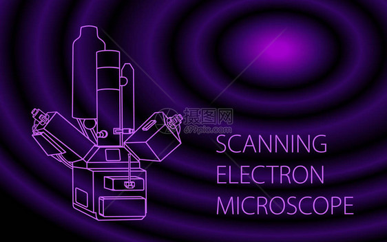 扫描电子显微镜矢量彩色bammer插图用于研究纳米世界的物理实验室的现代设备用于网页或印刷设图片