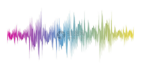 白色背景上的颜色声音波符号矢量插图多彩音图片