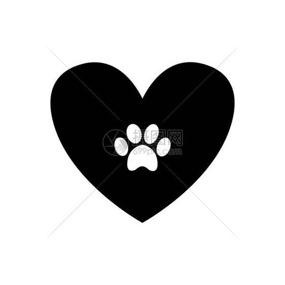黑色心脏中的动物爪印图片