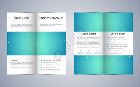 具有分子结构背景的双面商业小册子模板图片