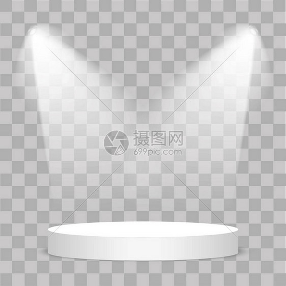 圆形舞台讲用透明背景上的光照亮舞台矢量背景颁奖典礼的红地毯领奖台图片