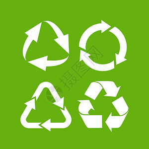 生态循环箭头图标设置在绿背景上孤背景图片