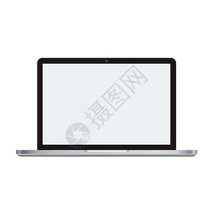 带空或白屏幕的笔记本电脑前端视图模图片