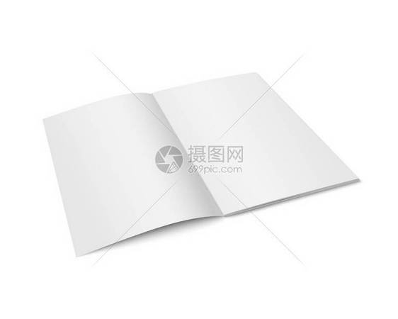 孤立的杂志的矢量白色模型在白色背景上打开垂直杂志小册子书籍或笔记本模板3d插图片