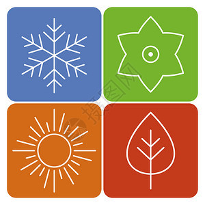 一组四个季节图标季节冬天图片