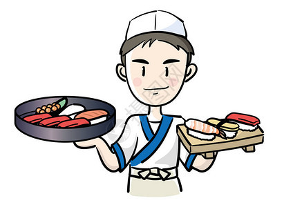 寿司厨师矢量图像图片