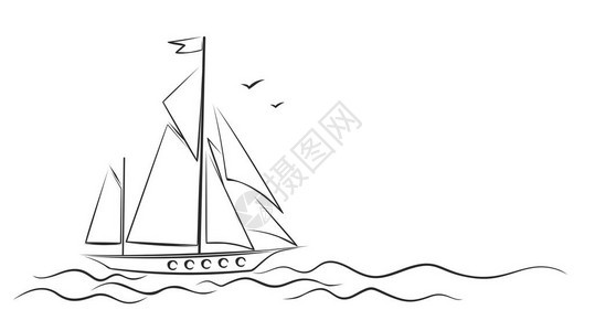 一艘帆船草图图片