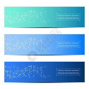 科技横幅DNA分子结构背景科技概念矢量图图片