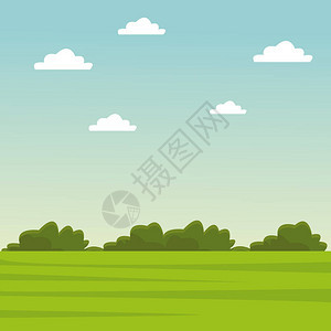 绿草和天空景观图标示矢量图片