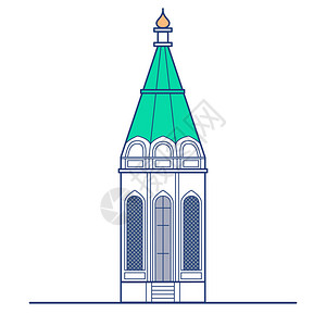 以白色背景孤立的教堂建筑图示插图宗教图片