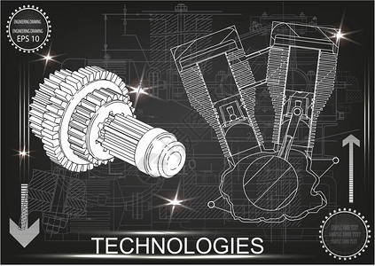 工程图画灰色背景的机动车图片