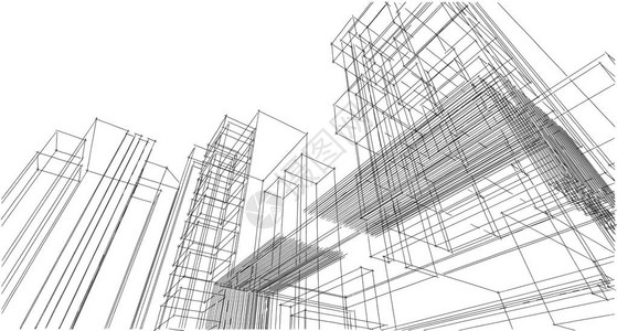 抽象建筑素描插图背景图片