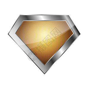 白色背景上的亮银色超级英雄徽标矢量插图图片