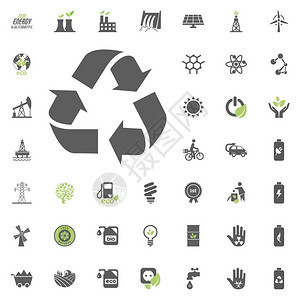 回收站图标生态和替代能源矢量图标集能源电图片