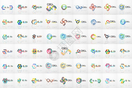 Swirl圆圈标志巨型采集几何细线平板设计连接线段商业抽象线图图片