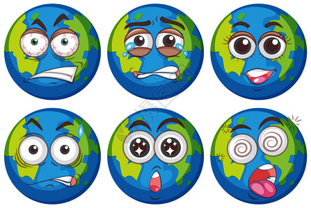 地球有六个不同的面孔例证图片