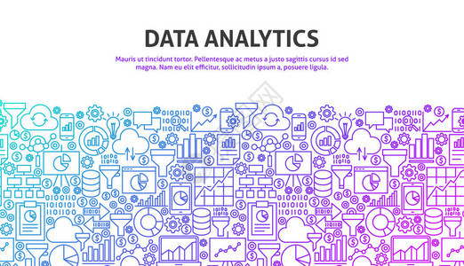 数据分析概念线条网站设计矢量说明班纳模板单图片