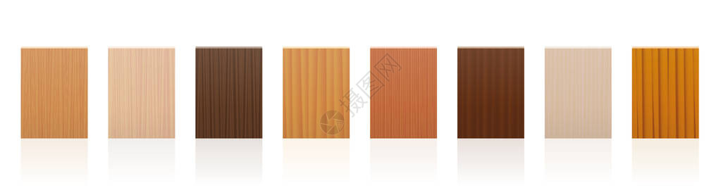 木材样品木板设置有不同的颜色釉料不同树木的纹理可供选择棕色深色灰色浅色黄色橙色装饰模型白色图片