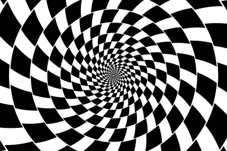 从中心扩张的矩形弧黑白螺旋光学幻觉图片