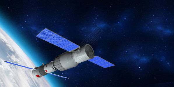 天东一号空间站在轨道上运行的背景图片