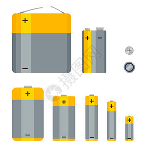 向量集的不同电池的彩色平面图标图片