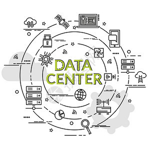 数据中心的平面彩色设计理念制作创意产品的信息图表理念网站横幅传图片