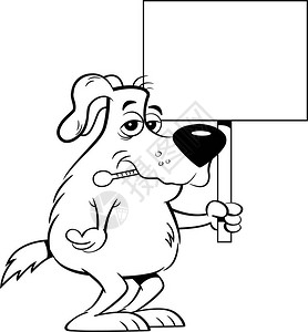 黑色和白色的图例显示一只生病的狗图片