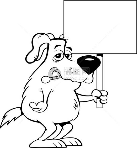黑色和白色的图例显示一只生病的狗图片