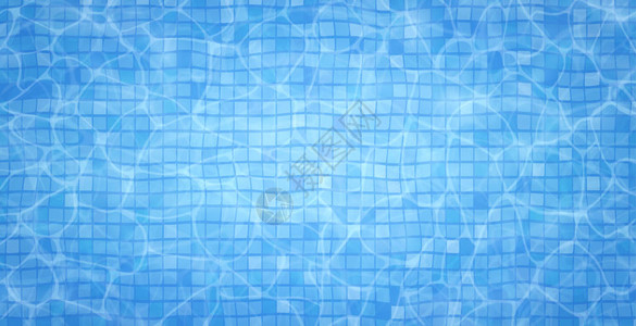 游泳池底部焦散波纹和流动与波浪背景夏季背景水面纹理俯视图图片