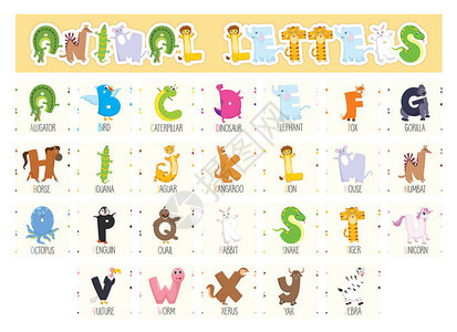 插图动物字母矢量图片