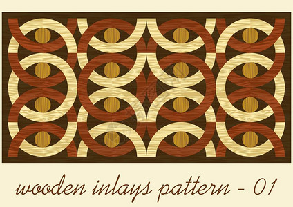 木制艺术内嵌的瓷砖深木和轻木以古代风格提供的几何装饰品四色树叶木纹理矢图片