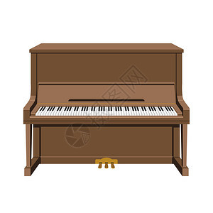 白色背景孤立的卡通风格中直立钢琴矢量插图背景图片