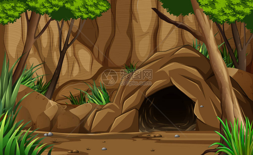 外部插图中的黑暗岩石洞穴图片