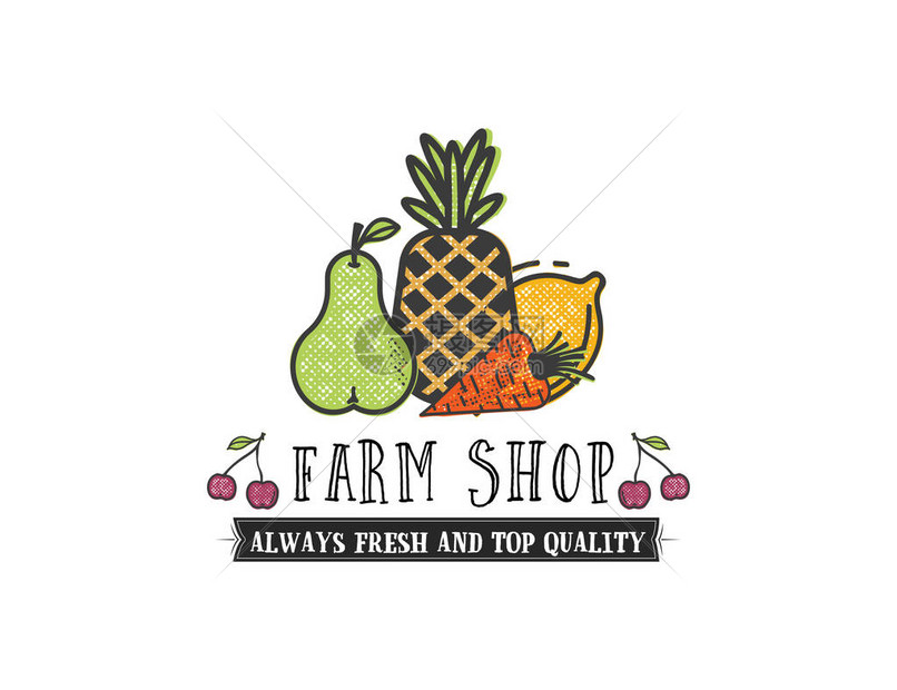 水果和蔬菜素食横幅农场商店孤立的彩色矢量图图片